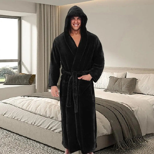 Men’s Hooded Plush Bathrobe